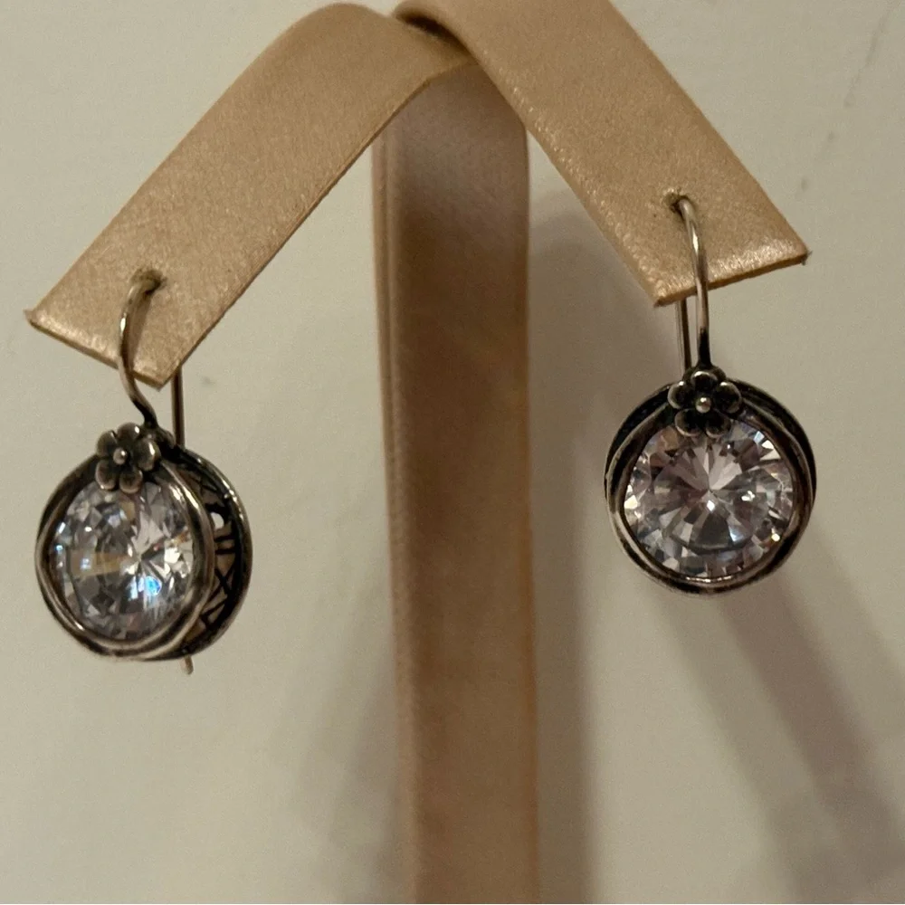 DIDAE ISRAEL EARRINGS STERLING SILVER 925 CZ CUBIC ZIRCONIA ROUND FRENCH HOOK